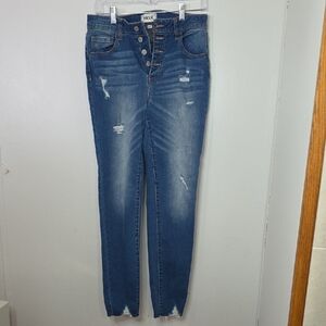 TricotUSA Women's High Rise Distressed Jeans in Blue